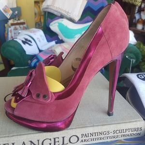 Nicholas Kirkwood pink platform loafer pump